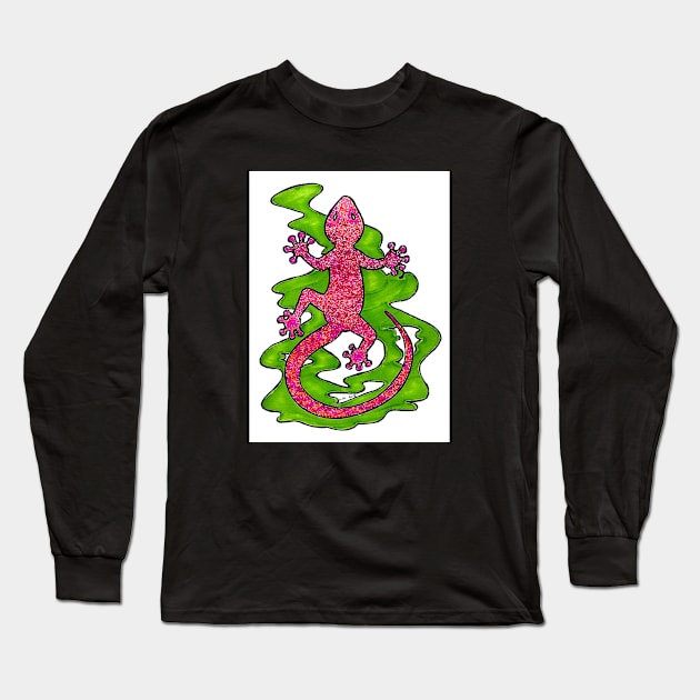 Pink Gecko Long Sleeve T-Shirt by LinSchlich